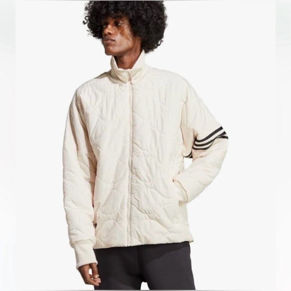 Adidas Men's Neuclassics Off-White Quilted Puffer Jacket Size M Slouchy
